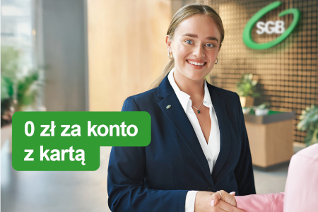 Grafika SGB promująca: 0zł za konto z kartą