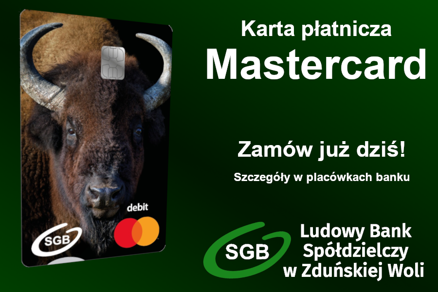 Karta płatnicza MasterCard z grafiką żubra